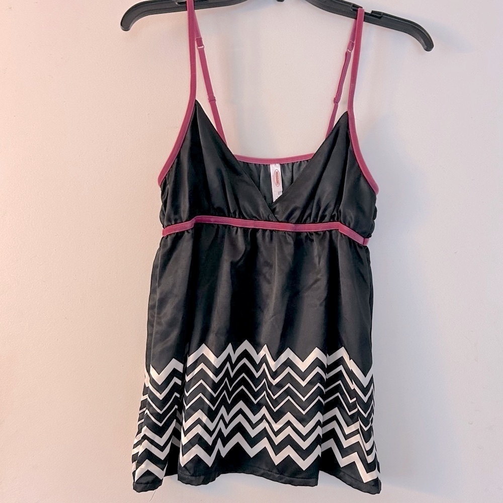 Missoni Black and Pink Shiny Zig Zag Camisole Tank Top Small